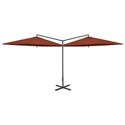 Foto van Vidaxl parasol dubbel met stalen paal 600 cm terracottakleurig