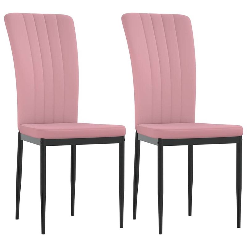 Foto van The living store eetkamerstoelen - fluweel - roze - 42 x 57.5 x 95 cm - ergonomisch design