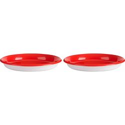 Foto van Trudeau borden leon plat 21 cm polypropyleen rood/wit 2 stuks