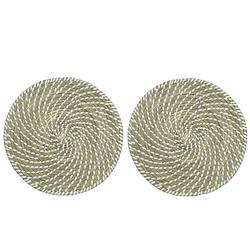 Foto van 2x stuks placemats rond groen/wit zeegras 38 cm - placemats