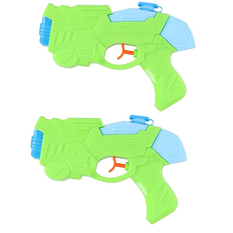 Foto van 2x stuks waterpistolen/waterpistool groen van 19 cm 30 ml kinderspeelgoed - waterpistolen