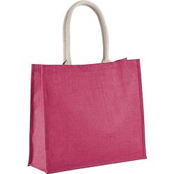 Foto van Jute fuchsia roze shopper/boodschappen tas 42 cm - boodschappentassen