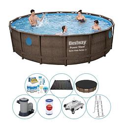 Foto van Bestway power steel swim vista rond 488x122 cm - zwembad bundel