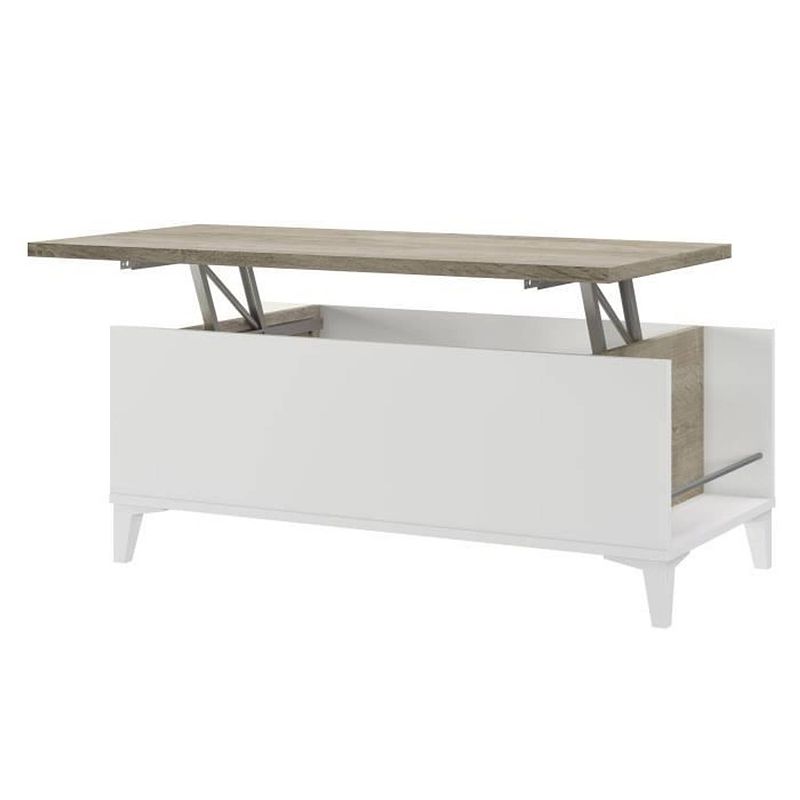 Foto van Salontafel met liftblad - eiken en wit decor - l 100 x d 50/72 x h 42/55 cm