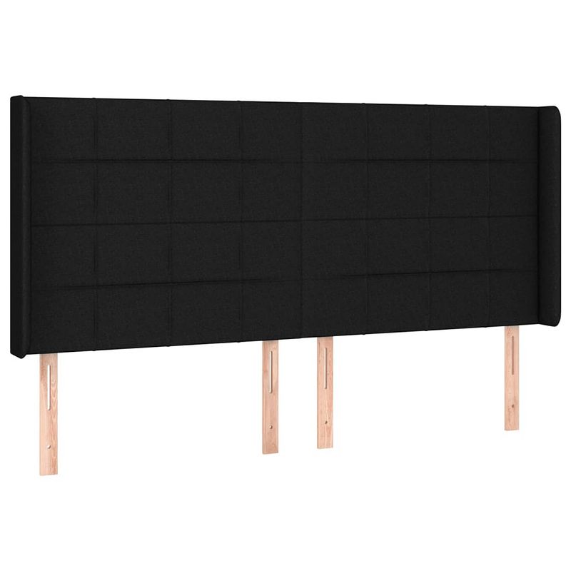 Foto van The living store hoofdbord bed - 183 x 16 x 118/128 cm - zwart