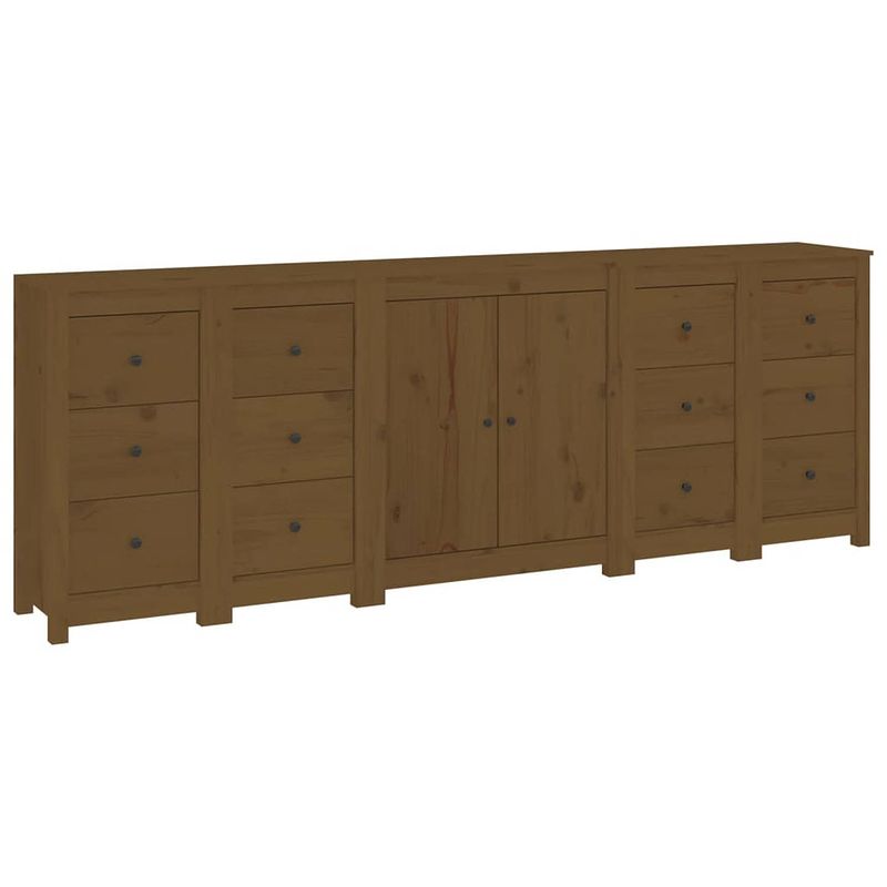 Foto van Vidaxl dressoir 230x35x80 cm massief grenenhout honingbruin