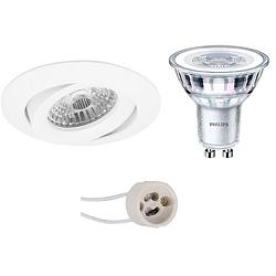 Foto van Led spot set - pragmi uranio pro - gu10 fitting - inbouw rond - mat wit - kantelbaar - ø82mm - philips - corepro 827 36d