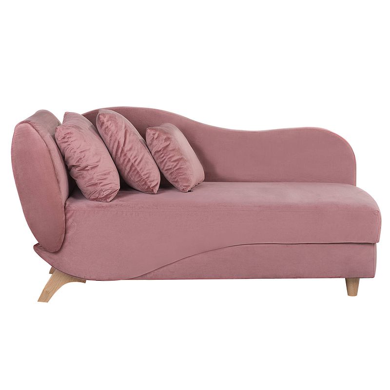 Foto van Beliani meri - chaise longue-roze-fluweel