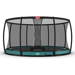 Foto van Berg trampoline champion met veiligheidsnet - safetynet deluxe xl - inground - 430 cm - groen - airflow - twinspring