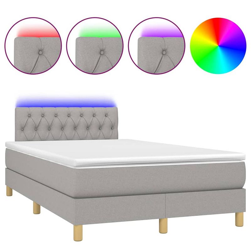 Foto van The living store boxspring lichtgrijs 120x200 cm - led - pocketvering matras