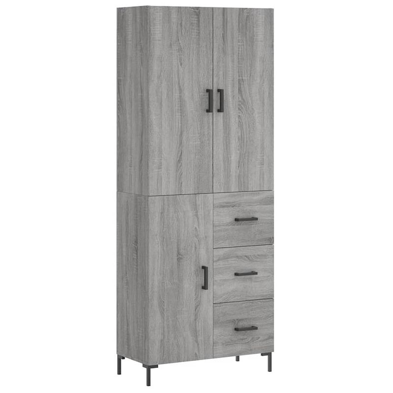 Foto van Vidaxl hoge kast 69,5x34x180 cm bewerkt hout grijs sonoma eikenkleurig