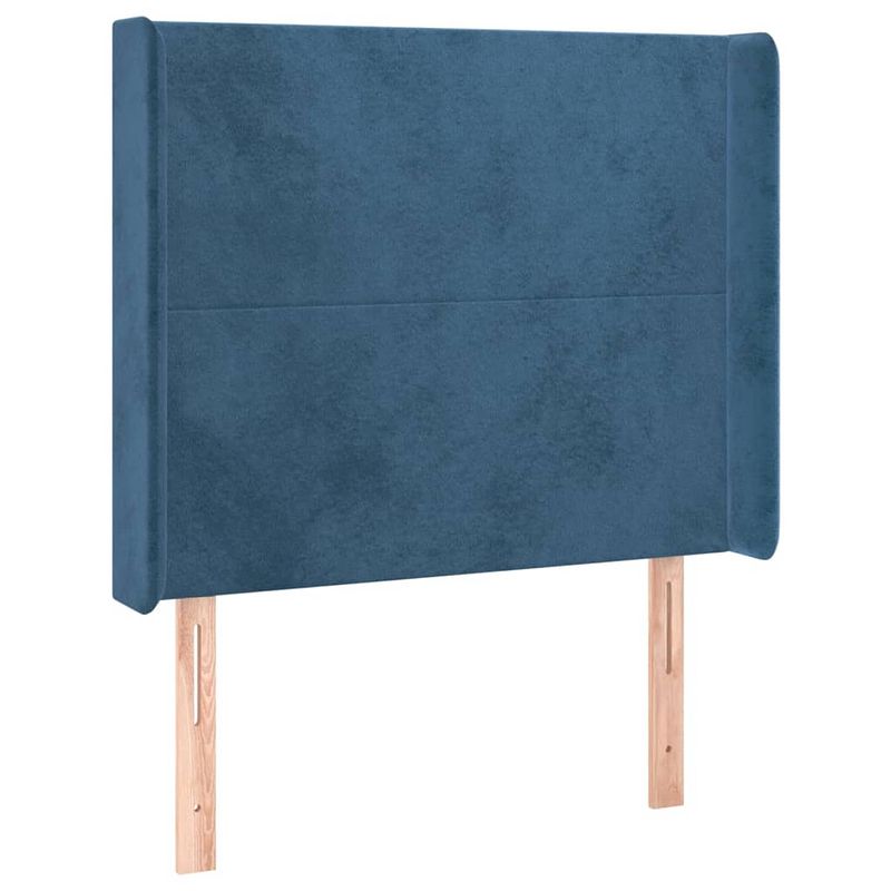 Foto van The living store hoofdeind bedaccessoires - 83x16x118/128 cm - donkerblauw - fluweel