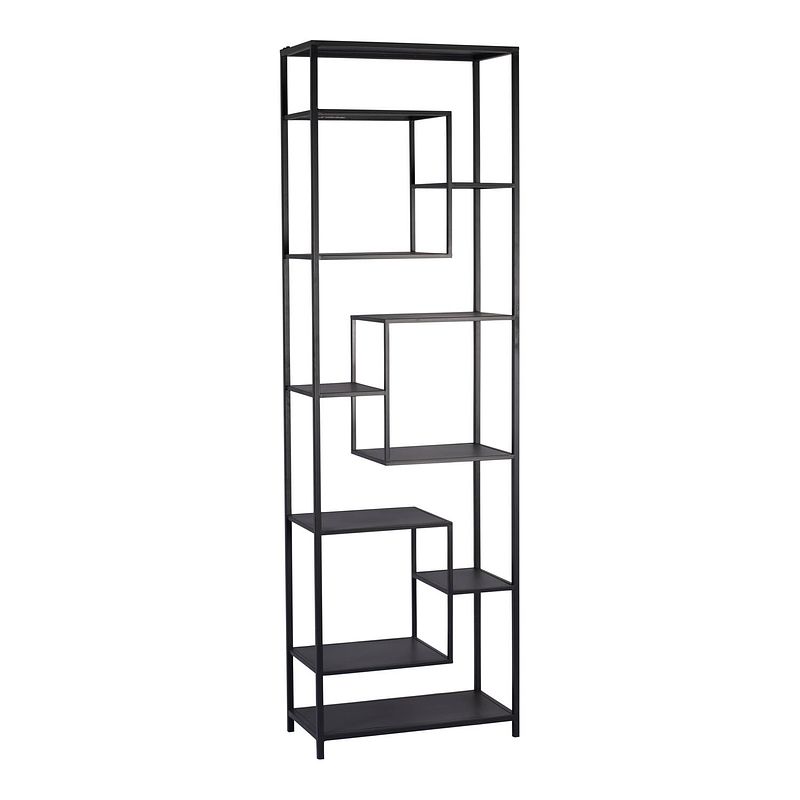 Foto van Ptmd duana playful black iron open cabinet high