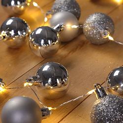 Foto van Casaria kerstboomverlichting/ feestverlichting/ kerstverlichting - met kerstballen - 40 led - 2 m - zilver