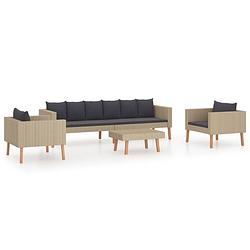 Foto van Infiori 4-delige loungeset met kussens poly rattan beige