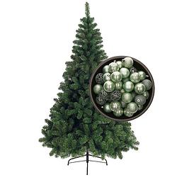 Foto van Bellatio decorations kunst kerstboom 120 cm met kerstballen mintgroen - kunstkerstboom