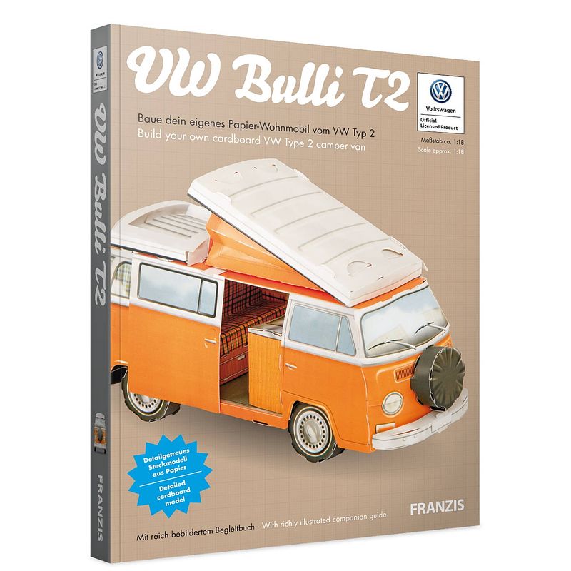 Foto van Franzis bouwpakket vw bulli t2 1:18 karton 38-delig oranje