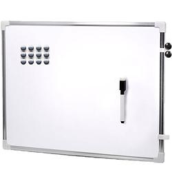 Foto van Magnetisch whiteboard met marker/12x magneten zilver - 80 x 60 cm - whiteboards