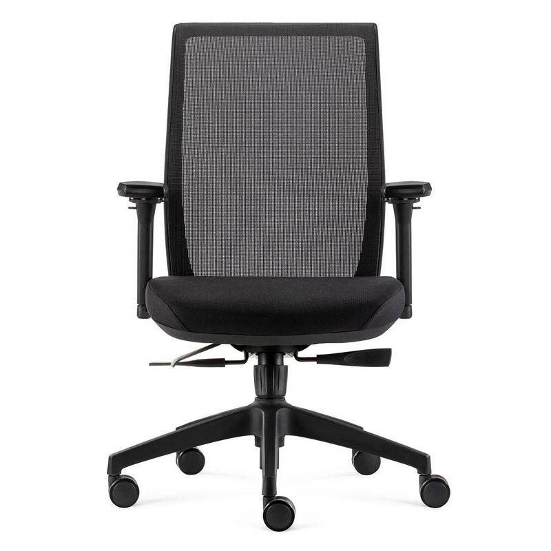 Foto van 24designs work ergo-4 ergonomische bureaustoel en1335 - zwarte stof/mesh - zwart onderstel