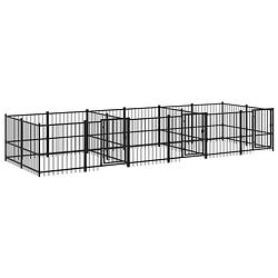 Foto van The living store hondenhok hondenkennel - 582 x 193.5 x 100 cm - zwart - gepoedercoat staal