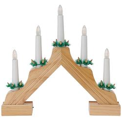 Foto van Kaarsenbrug van hout met led verlichting 31,5 x 4,8 x 28,5 cm - kerstverlichting figuur