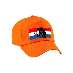 Foto van Oranje fan pet / cap met nederlandse vlag en leeuw - ek / wk / koningsdag - voor kinderen - verkleedhoofddeksels