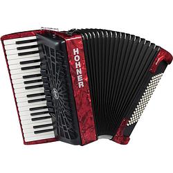 Foto van Hohner bravo iii 96 rood, silent key accordeon