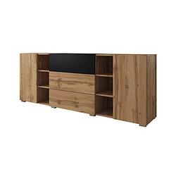 Foto van Meubella dressoir bonzo - eiken - zwart - 190 cm