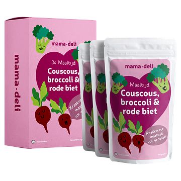 Foto van Mama deli maaltijd couscous, broccoli & rode biet 8+ maanden 3 x 150g bij jumbo