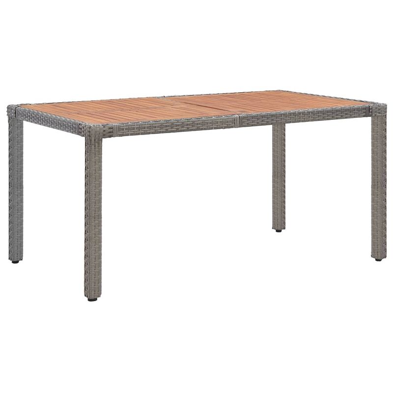 Foto van Vidaxl tuintafel 150x90x75 cm poly rattan en massief acaciahout grijs