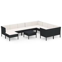 Foto van Vidaxl 11-delige loungeset met kussens poly rattan zwart