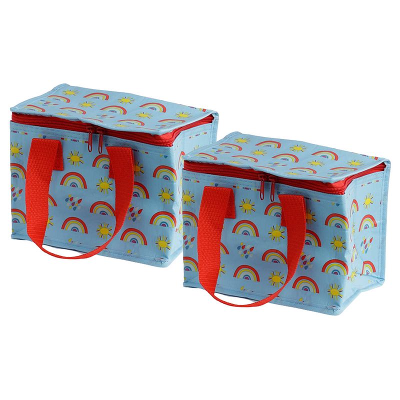 Foto van 2x stuks kleine lunch koeltas regenboog print 20 x 13 x 16 - 4,4 liter - koeltas