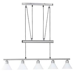 Foto van Led hanglamp - hangverlichting - trion stomun - e14 fitting - 5-lichts - rechthoek - mat nikkel - aluminium