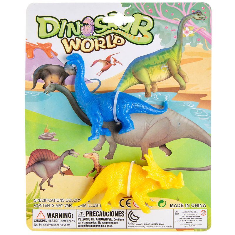 Foto van Lg-imports speelset dinosaurus jongens 10 cm blauw/geel 2-delig