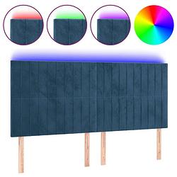 Foto van Vidaxl hoofdbord led 180x5x118/128 cm fluweel donkerblauw