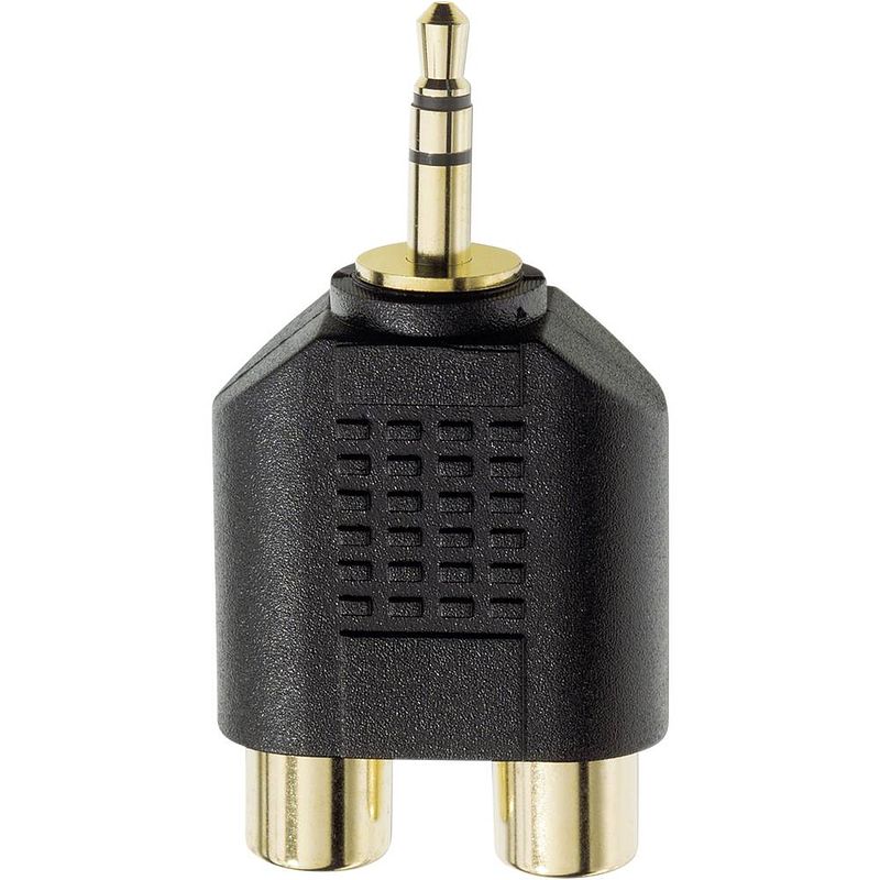 Foto van Inakustik 0081381 81381 jackplug / cinch audio y-adapter [1x jackplug male 3,5 mm - 2x cinch-koppeling] zwart