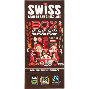 Foto van Swiss 80% cacao extra dark delicious chocolate 100g bij jumbo