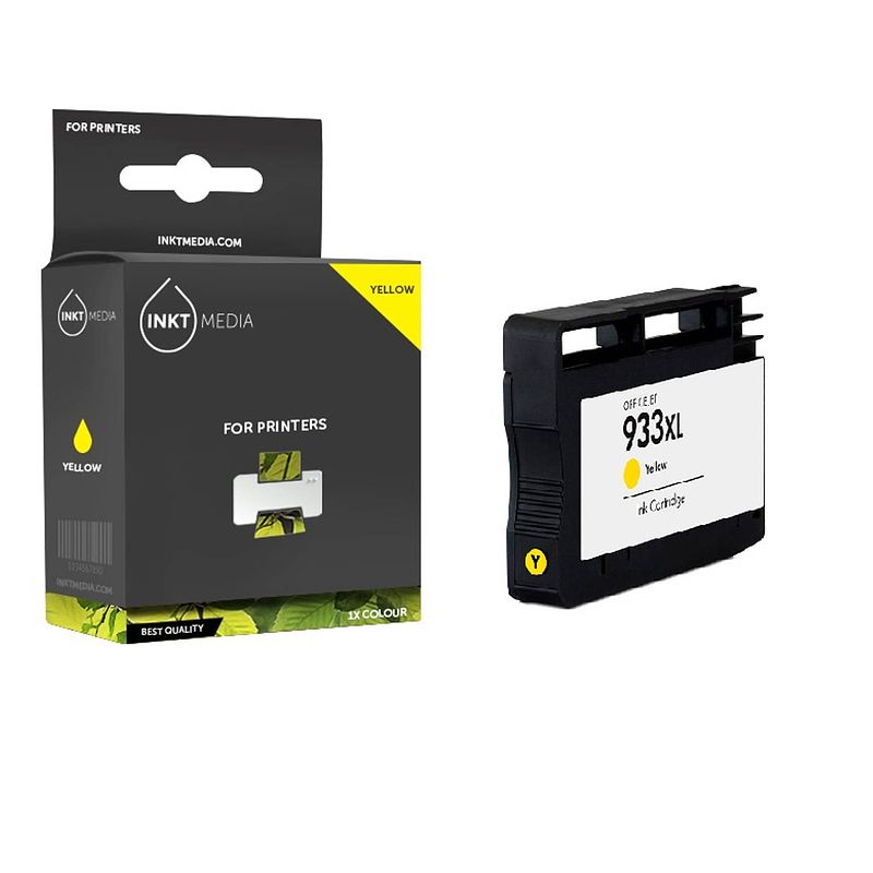 Foto van Inktmedia® -navulinkt - geschikt hp 933xl (cn056ae) inktcartridge geel hoge capaciteit - navul inkt - refill inkt