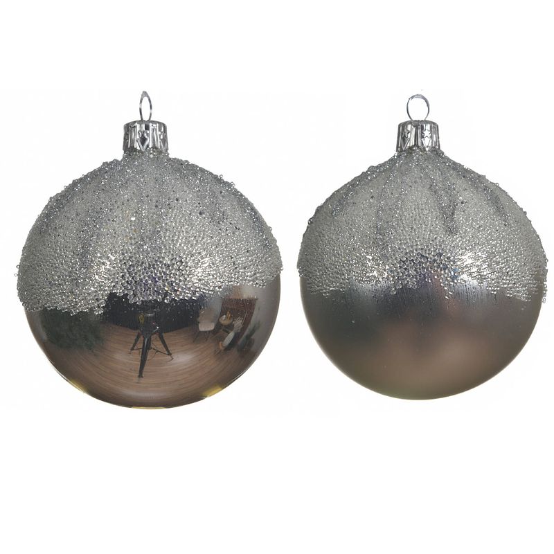 Foto van Kerstbal glas d8 cm zilver assorti