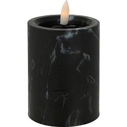 Foto van Home & styling led kaars/stompkaars - marmer zwart -d7,5 x h10 cm - led kaarsen