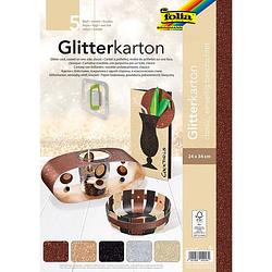 Foto van Folia glitterkarton classic (koper, zilver, zwart, champagnekleur en brons)