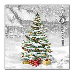 Foto van Ambiente kerst thema servetten - 20x - 33 x 33 cm - winter kerstboom - feestservetten