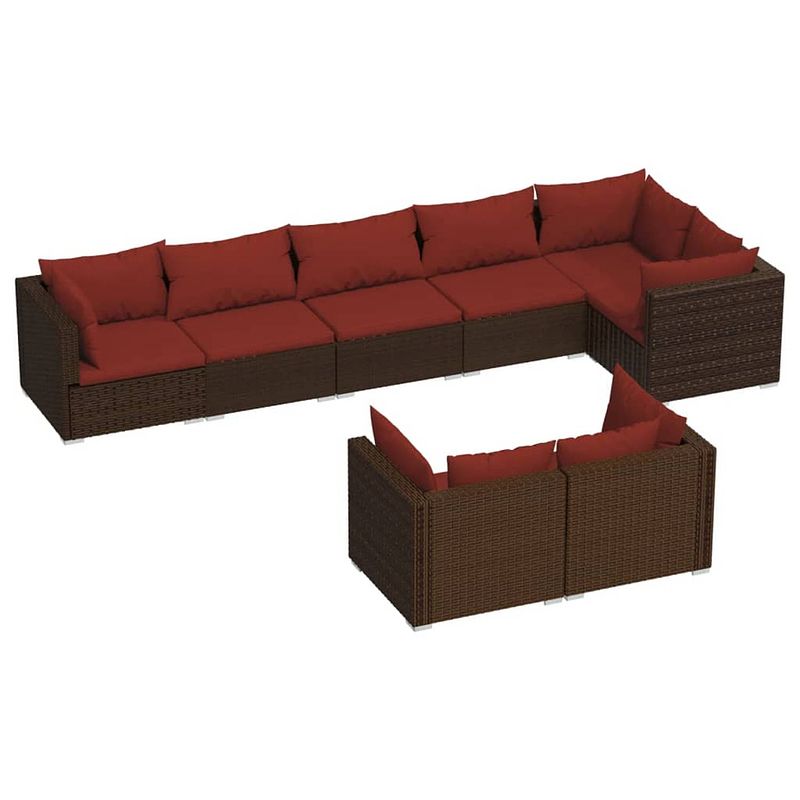 Foto van Vidaxl 8-delige loungeset met kussens poly rattan bruin