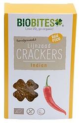Foto van Biobites lijnzaad crackers raw indian 2st