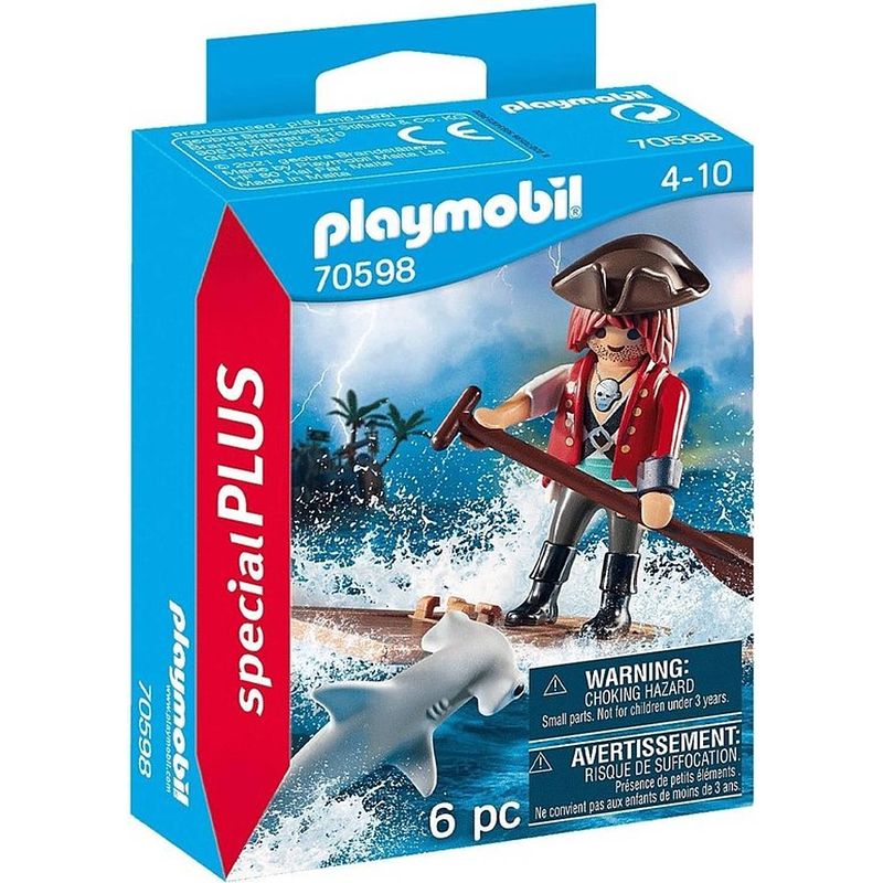 Foto van Playmobil special plus piraat met vlot en hamerhaai 70598