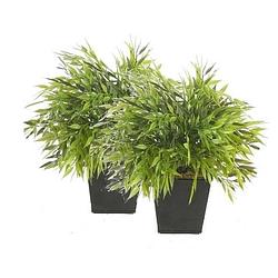 Foto van 2x kunstplant bamboe mix groen in pot 25 cm - kunstplanten