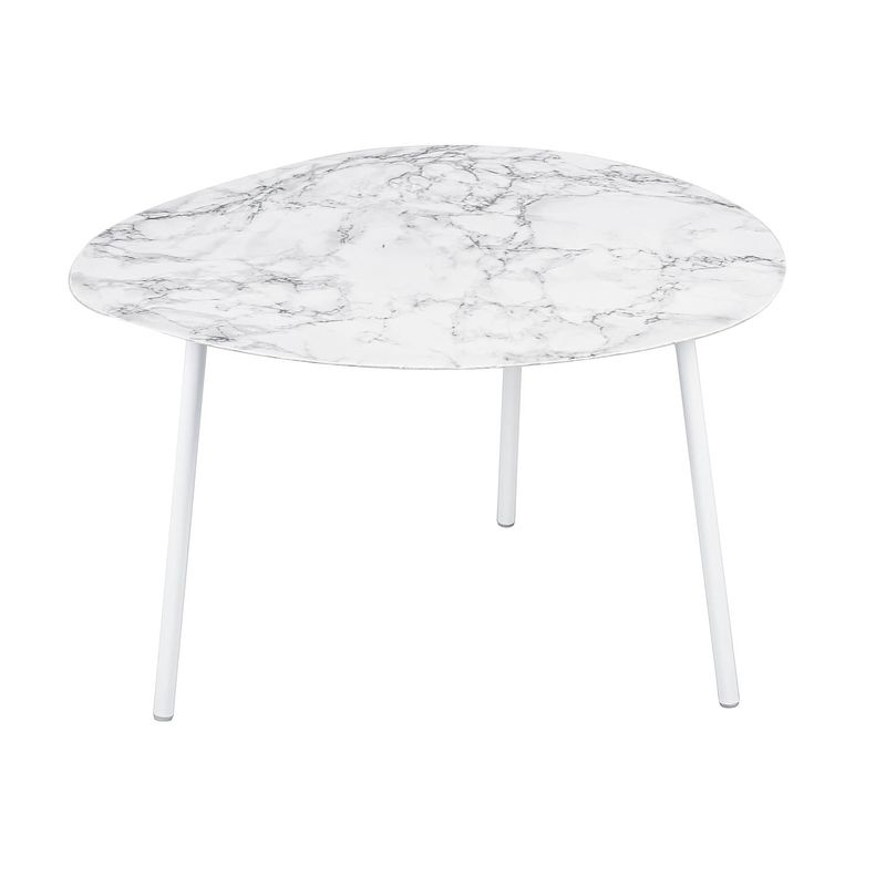 Foto van Leitmotiv - bijzettafel ovoid marble look - wit