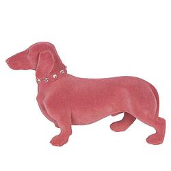 Foto van Clayre & eef decoratie hond 22*8*14 cm roze synthetisch decoratief