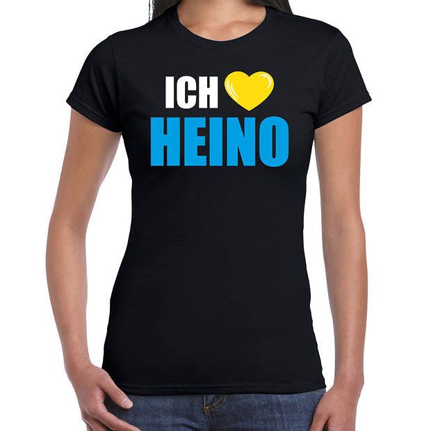 Foto van Apres-ski t-shirt wintersport ich liebe heino zwart voor dames l - feestshirts