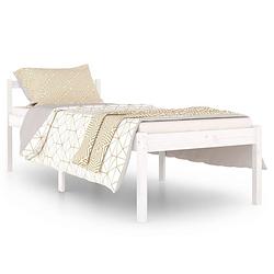 Foto van The living store bedframe grenenhout - wit - 205.5 x 95.5 x 70.5 cm - 90 x 200 cm - montage vereist